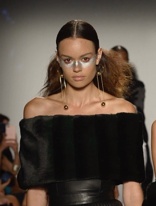 “Tahitian Moon” Statement Earrings – Gold Chain Drop Earrings Featured in Elle & L’Officiel | Miami Swim Week® Runway Jewelry