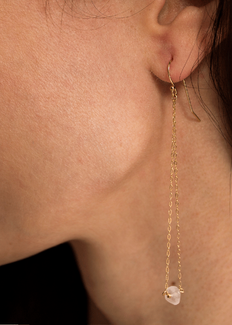 “U Got the Look” Drop Earrings – 14k Gold-Filled with Rose Quartz