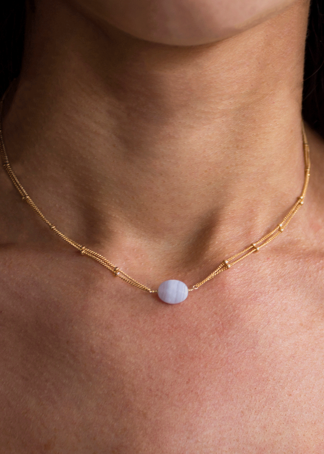 Ho Hey Necklace Ashley Carson tarnish free jewelry bridal gifts blue lace agate ashleycarsondesigns.com